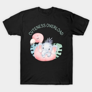 Cuteness overload cutest baby elephant and flamingo pink T-Shirt